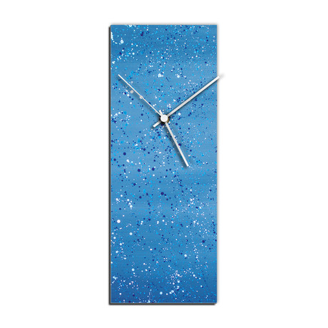 Flecked Clock // Blue (6"W x 16"H x 1"D)
