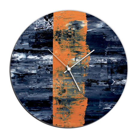Line Circle Clock // Orange (16"W x 16"H x 1"D)
