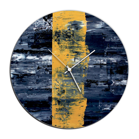 Line Circle Clock // Yellow (16"W x 16"H x 1"D)