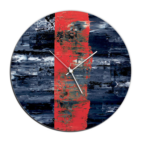 Line Circle Clock // Red (16"W x 16"H x 1"D)