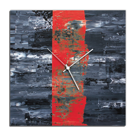 Line Square Clock // Red (16"W x 16"H x 1"D)