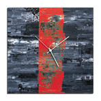 Line Square Clock // Red (16"W x 16"H x 1"D)