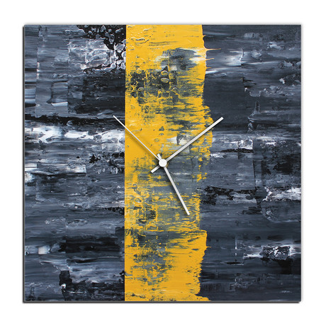 Line Square Clock // Yellow (16"W x 16"H x 1"D)
