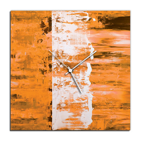 Street Square Clock // Orange (16"W x 16"H x 1"D)