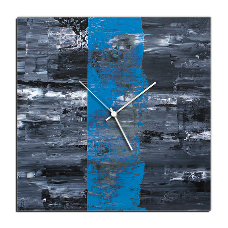 Line Square Clock // Blue (16"W x 16"H x 1"D)