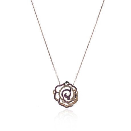 Piero Milano 18k Rose Gold Diamond + Ruby Necklace // Store Display