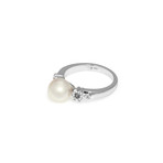 Mikimoto 18k White Gold Diamond + Akoya Pearl Ring // Ring Size: 7.25 // Store Display