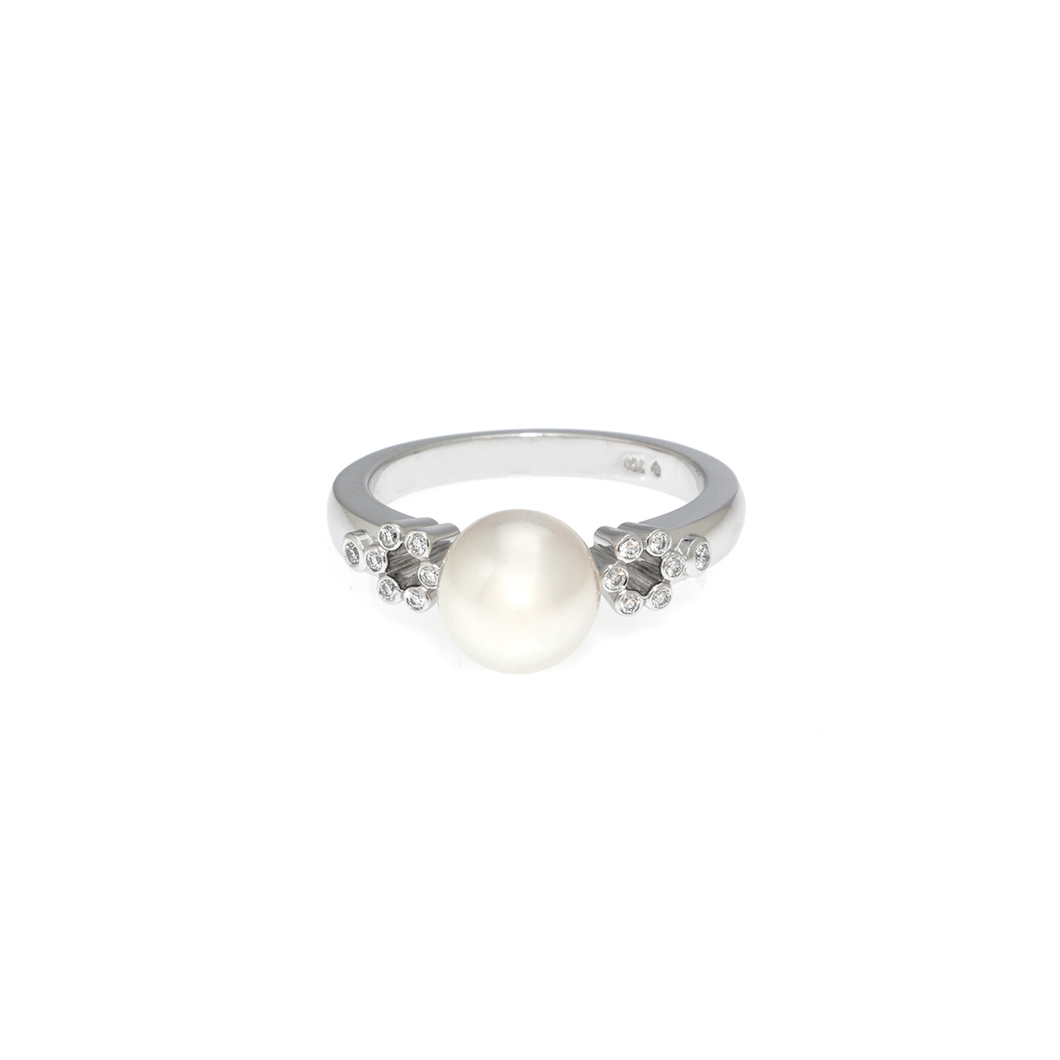Mikimoto 18k White Gold Diamond + Akoya Pearl Ring // Ring Size: 7.25 ...