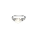 Mikimoto 18k White Gold Diamond + Akoya Pearl Ring // Ring Size: 7.25 // Store Display