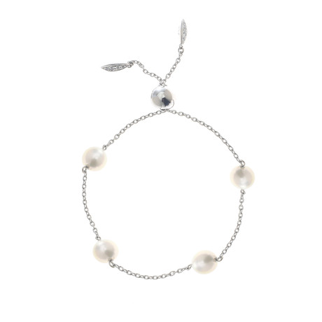 Mikimoto Station 18k Gold Diamond + Akoya Pearl Bracelet // Store Display