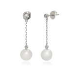 Mikimoto 18k White Gold Diamond +Akoya Pearl Earrings // Store Display