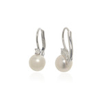 Mikimoto 18k White Gold Diamond + Akoya Pearl Earrings II // Store Display