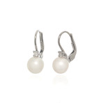 Mikimoto 18k White Gold Diamond + Akoya Pearl Earrings II // Store Display