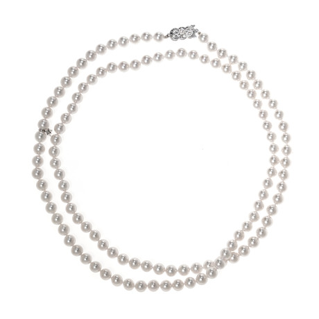 Mikimoto 18k White Gold Akoya Pearl Necklace IV // Store Display