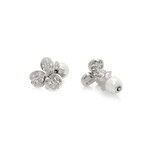 Mikimoto Fortune Leaves 18k Gold Diamond + Pearl Earrings // Store Display