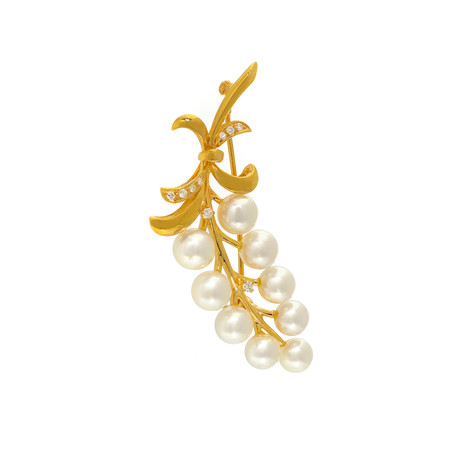 Mikimoto 18k Yellow Gold Diamond + Akoya Pearl Pendant // Store Display