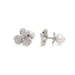 Mikimoto Fortune Leaves 18k Gold Diamond + Pearl Earrings // Store Display