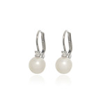 Mikimoto 18k White Gold Diamond + Akoya Pearl Earrings II // Store Display