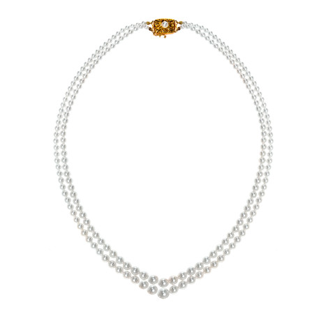 Mikimoto 18k Rose Gold Akoya Pearl Necklace // Store Display