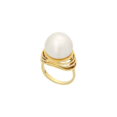 Assael 18k Yellow Gold Pearl Ring // Ring Size: 5.25 // Store Display