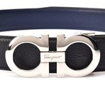 Ferragamo Reversible Belt // Black + Blue (105cm)