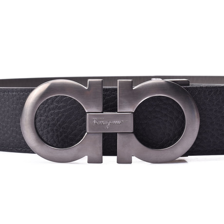 Ferragamo Reversible Belt // Black + Gray (105cm)