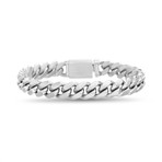 Stainless Steel Cuban Chain Box Clasp Bracelet // White