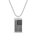 American Flag Dog Tag Necklace // White