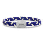 Braided Leather + Textured Bar Bracelet // White + Blue