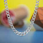 Curb Chain Necklace // 3mm // Rhodium Plated Brass (18")