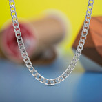 Curb Chain Necklace // 2.3mm // Rhodium Plated Brass (16")
