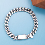 Stainless Steel Cuban Chain Box Clasp Bracelet // White