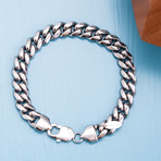 Cuban Chain Lobster Closure Bracelet // White