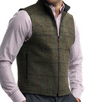 Harris Tweed Vest // Windowpane // Olive Mix (M)