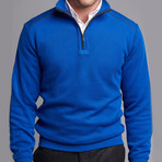 Quarter Zip Sweater+ Rib Shoulder // Blue (L)