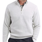 Bubble Stitch Quarter Zip Sweater // Chalk White (M)