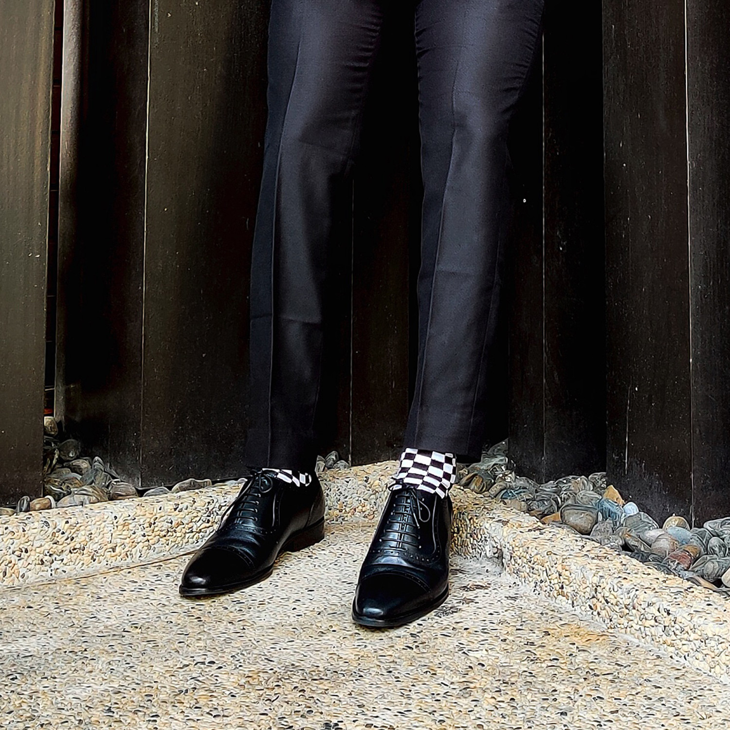  GALLERY SEVEN Dapper Mens Dress Shoes - Oxford Shoes Men -  Black Semi-Brogues - 10.5 D(M) US