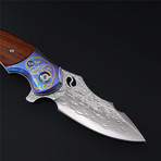 The Blue Elf Damascus Steel Folding Knife
