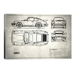 1977 Porsche 911 Turbo (930) // Vintage Silver // Mark Rogan (40"W x 26"H x 1.5"D)