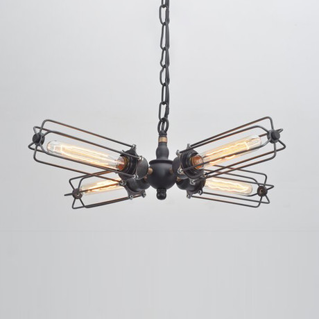 Linear Cage Chandelier // 4 Arm