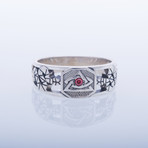 Masonic Ring // Snake + Red Cubic Zirconia (7)