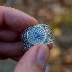 Masonic Ring // Blue Triangle Cubic Zirconia (7)