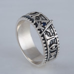 Masonic Ring // Blue Cubic Zirconia (7)