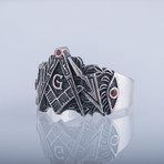 Masonic Ring // Red Cubic Zirconia (11)