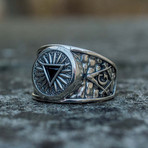 Masonic Ring // Black Triangle Cubic Zirconia (9.5)