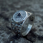 Masonic Ring // Black Triangle Cubic Zirconia (8)