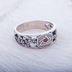 Masonic Ring // Snake + Red Cubic Zirconia (11.5)