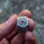 Masonic Ring // Red Triangle Cubic Zirconia (7)