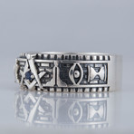 Masonic Ring // Blue Cubic Zirconia (10)