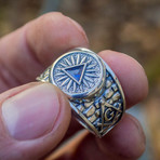 Masonic Ring // Blue Triangle Cubic Zirconia (6)